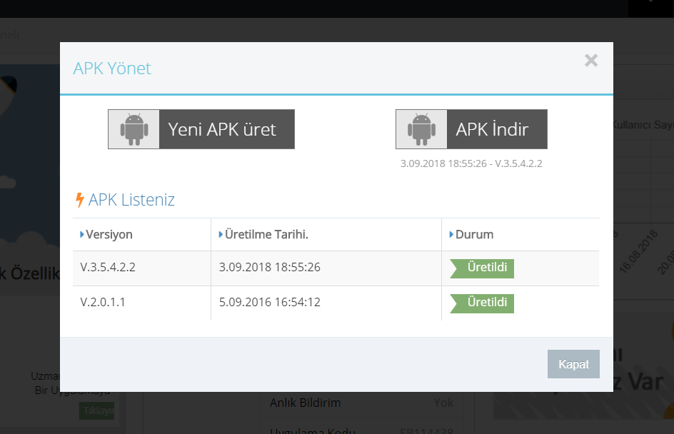 APK Listesi - Mobiroller Knowledge Base