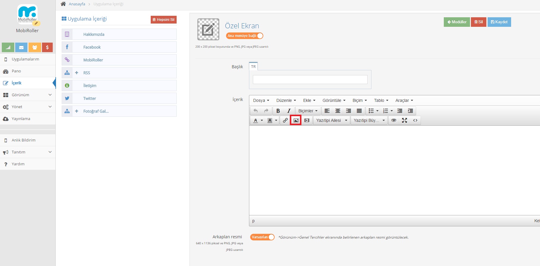 ozel1 - Mobiroller Knowledge Base