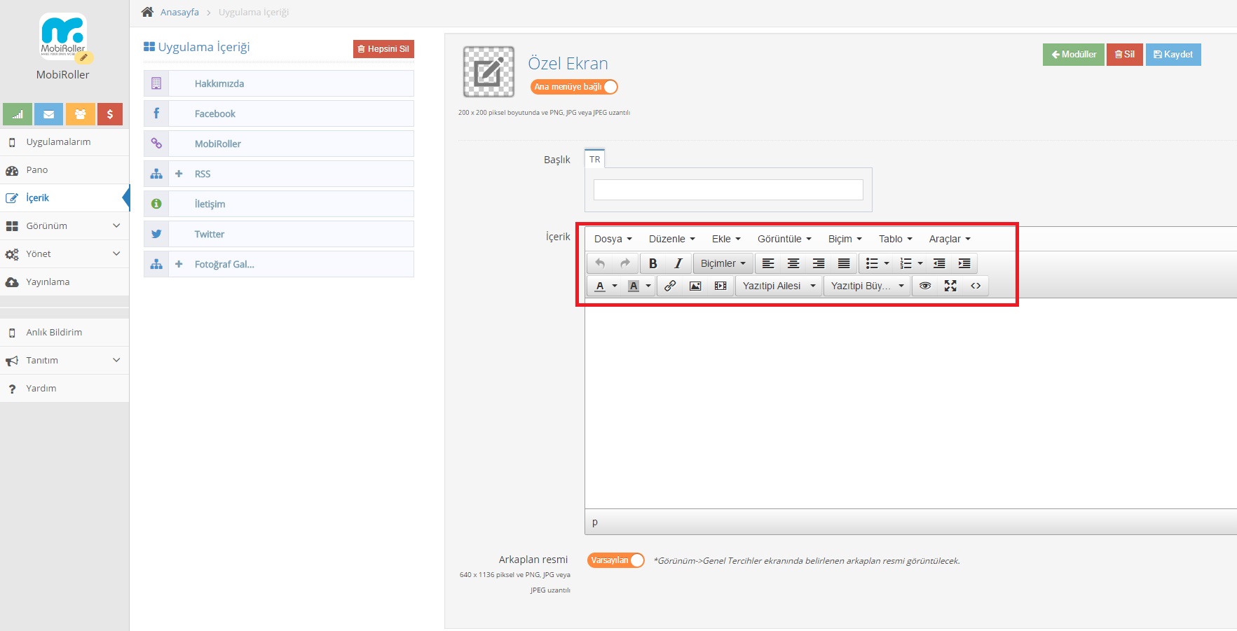 ozel3 - Mobiroller Knowledge Base