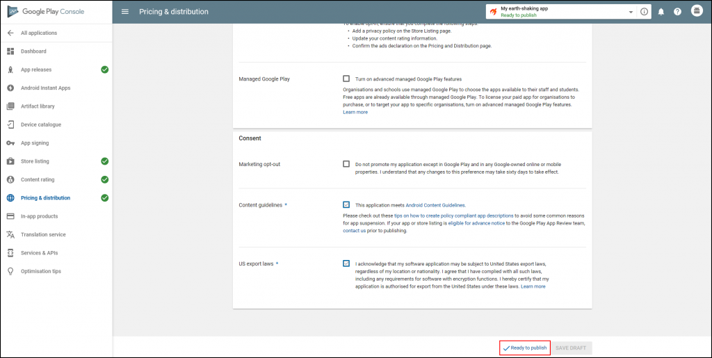 google play store ready to publish app