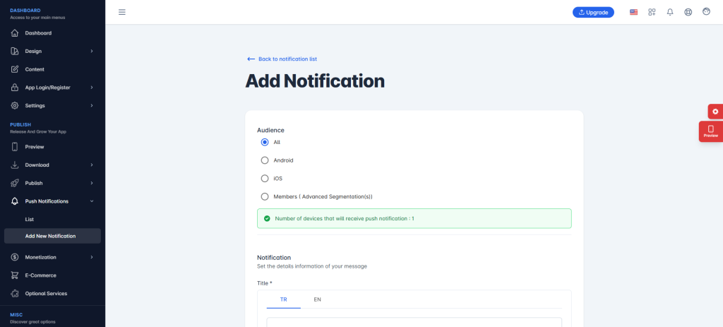 Step 6: Send Push Notification - Mobiroller Knowledge Base