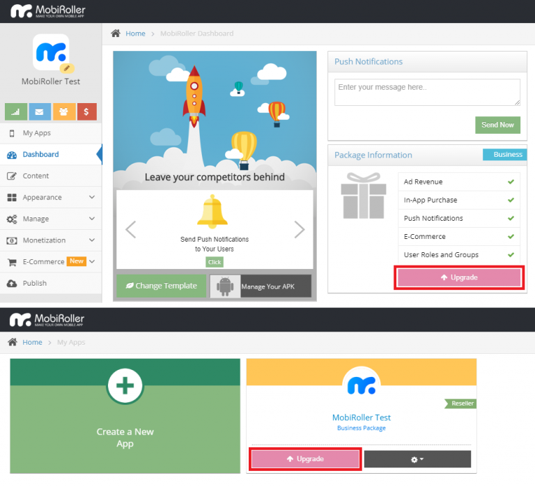 How to Upgrade the Package - Mobiroller Knowledge Base