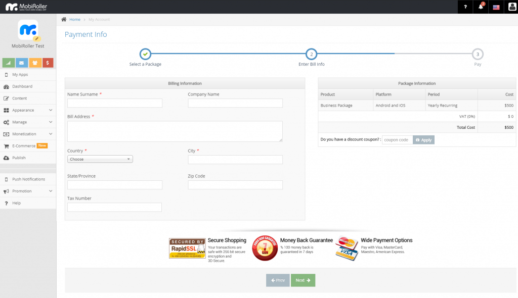 How to Upgrade the Package? - Mobiroller Knowledge Base